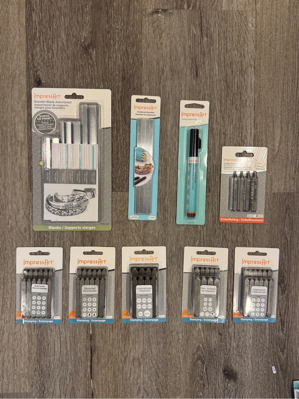 ImpressArt Metal Stamping Jewelry Making Lot – Stamps, Blanks, Crystal Kit